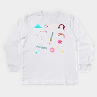 She-ra Character Theme collage - She-re and the princesses of power - blue Kids Long Sleeve T-Shirt